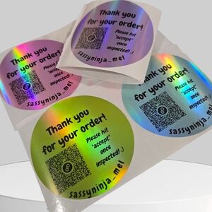 30pc Custom QR Code Closet Stickers - 3" Holographic - 4 Color Variety